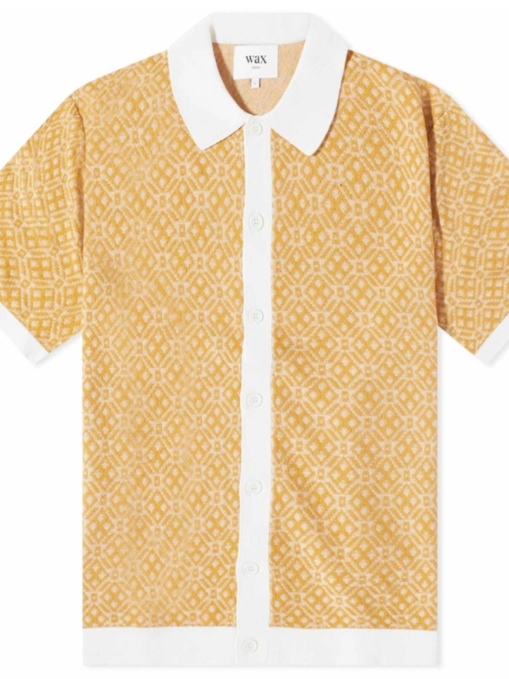 WAX LONDON Size L Tellaro Tile Print Short Sleeve Knit Cotton Button-up Shirt